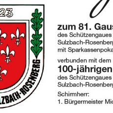 Einladung zum 81. Gauschießen und 100-jährigem Jubiläum des Schützengaus